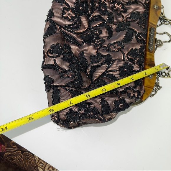 Vintage Inspired Black Gold Beaded Handbag Purse - Picture 12 of 17